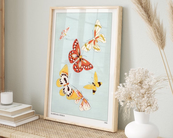 Japanese Art Butterfly Print Japandi Wall Art Art Nouveau Print Exhibition Poster