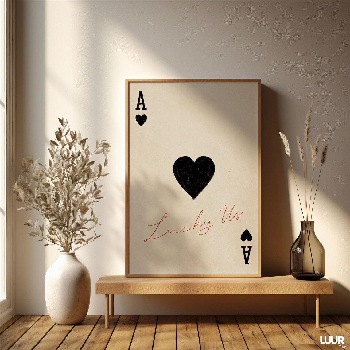Lucky Us Valentines Day Playing Card Art Print