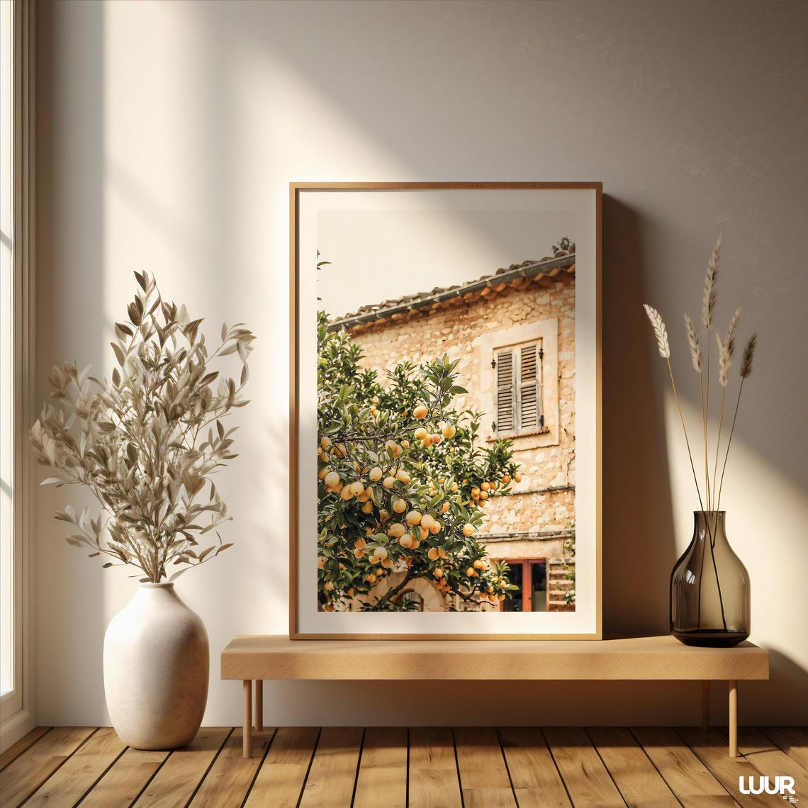 Lemon Tree Laden With Fruit Sunlit Stone Villa Wall Photo Art Poster