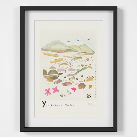 Ingleborough Yorkshire Dales Travel Poster Art Print