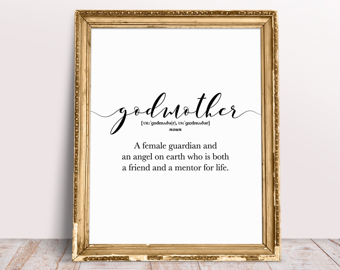 Godmother Definition Dictionary Style Sentimental Family Gift Poster - Image 3