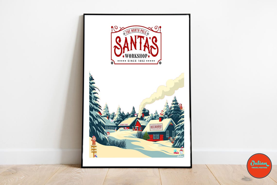 Santa's Workshop the North Pole Since 1802 Snowy Cabin Poster