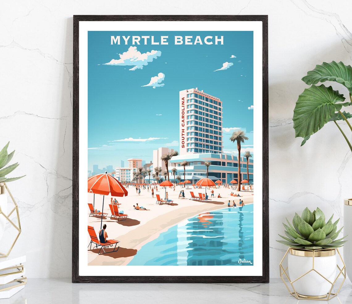 Myrtle Beach South Carolina Sunny Summer Coast Travel Poster