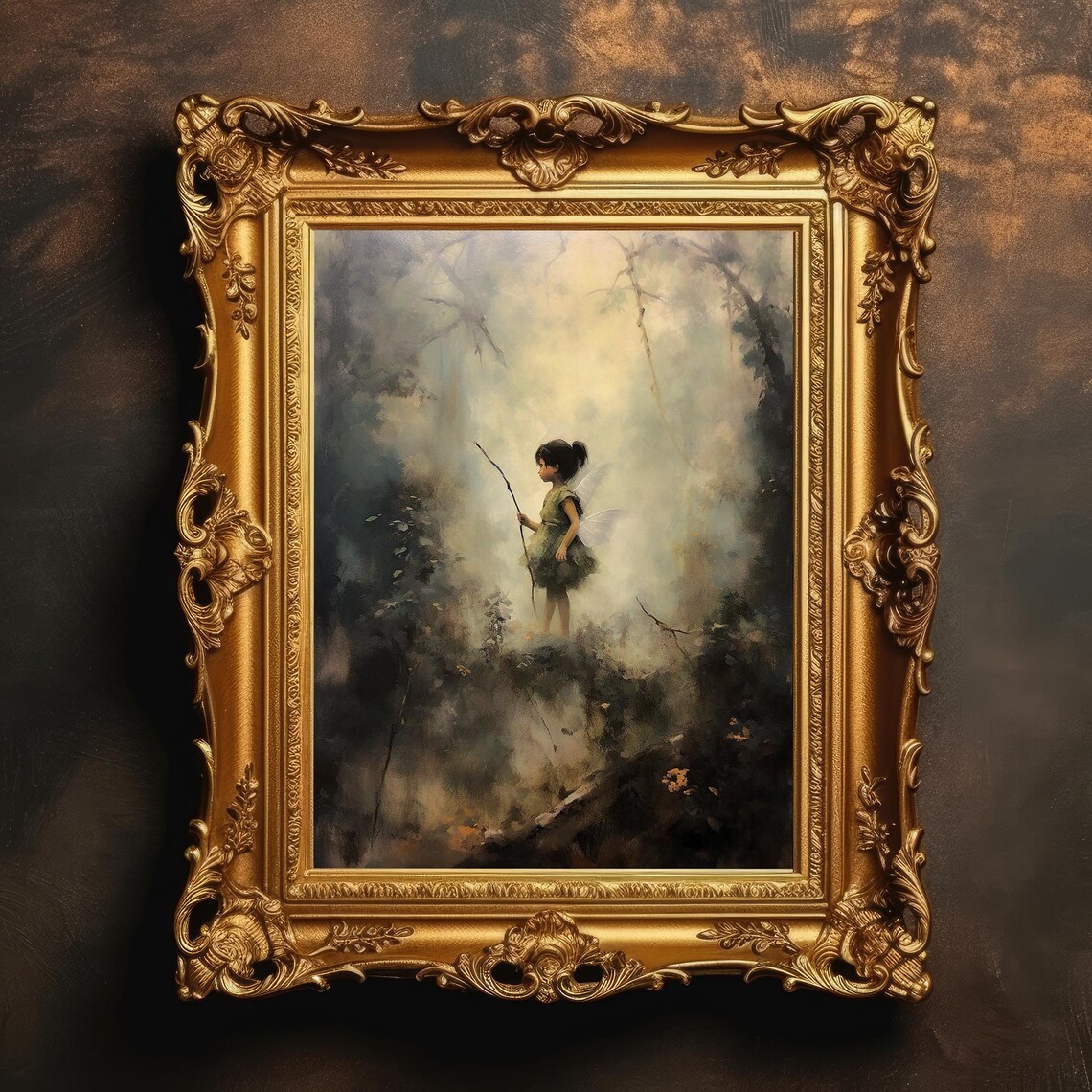Fairy Girl In Misty Forest Ethereal Fairycore Painting Poster