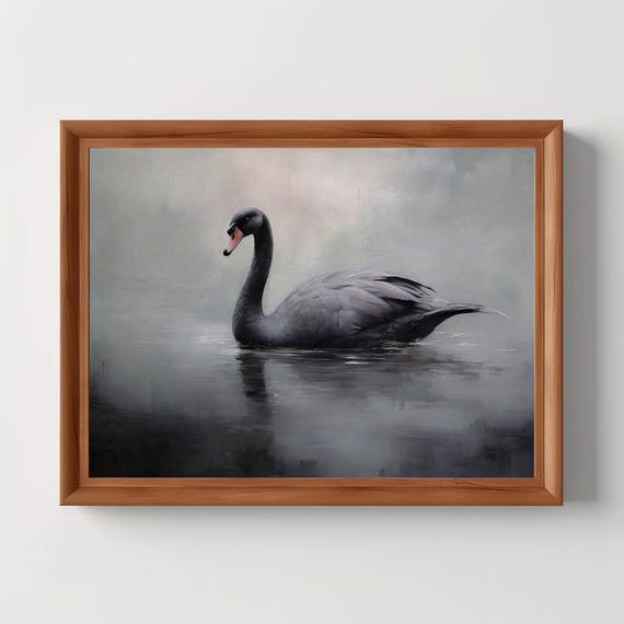 Black Swan Dark Academia Prints Goth Home Decor Vintage Oil Painting Moody Wall Art Victorian Print