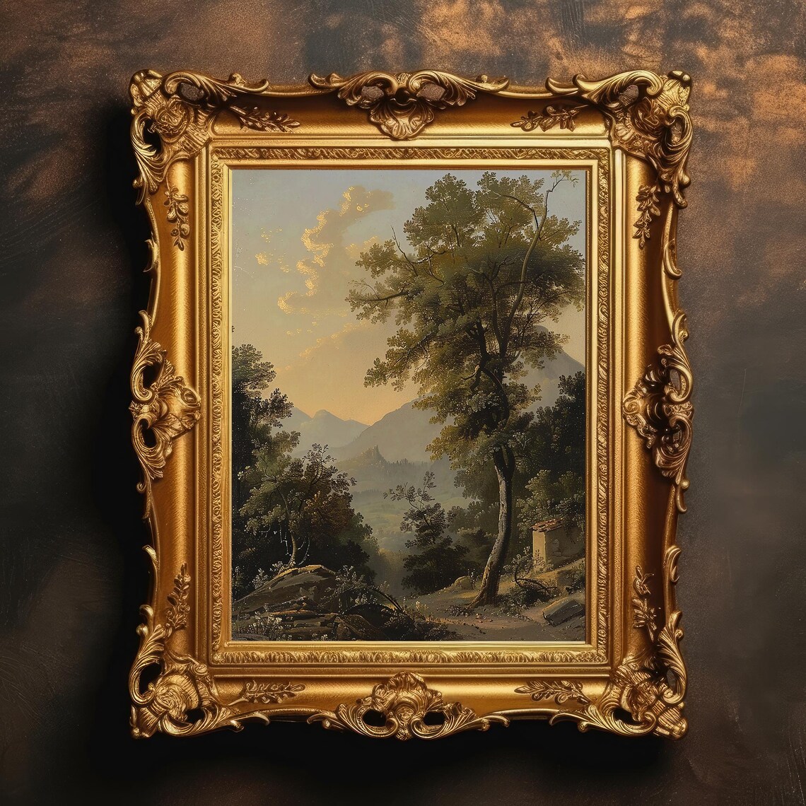 Tranquil Valley Vintage Country Landscape Art Print