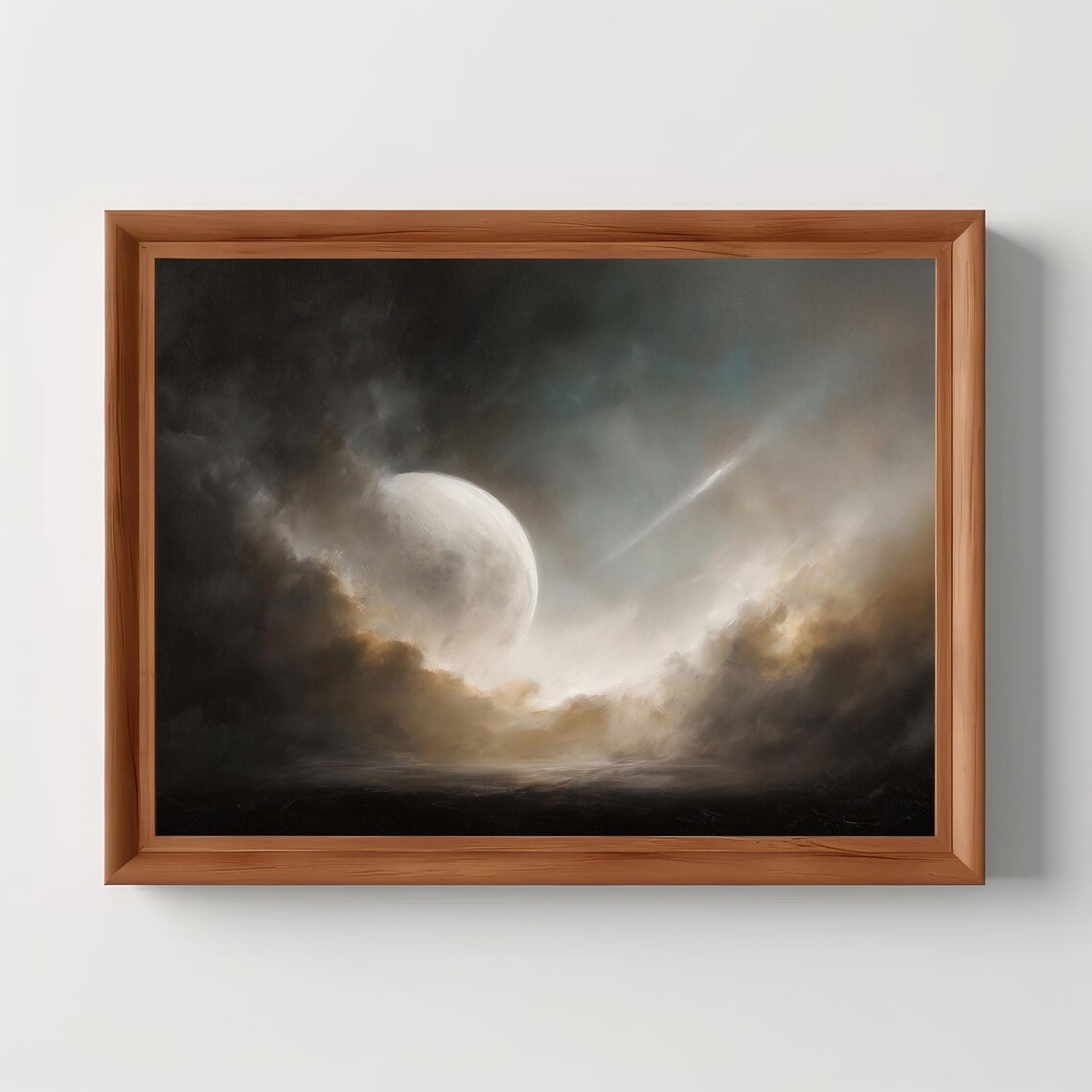 Mystical Moonlit Cloudy Night Sky Gothic Dark Academia Art Poster
