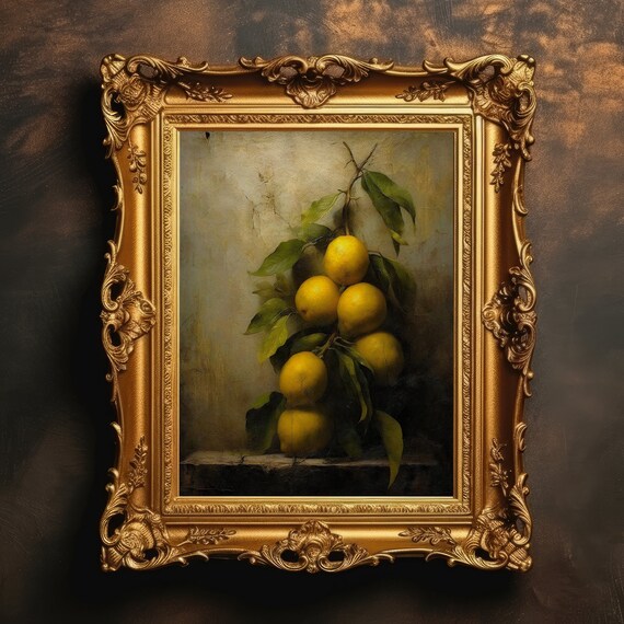 Lemon Still Life Dark Academia Art Print