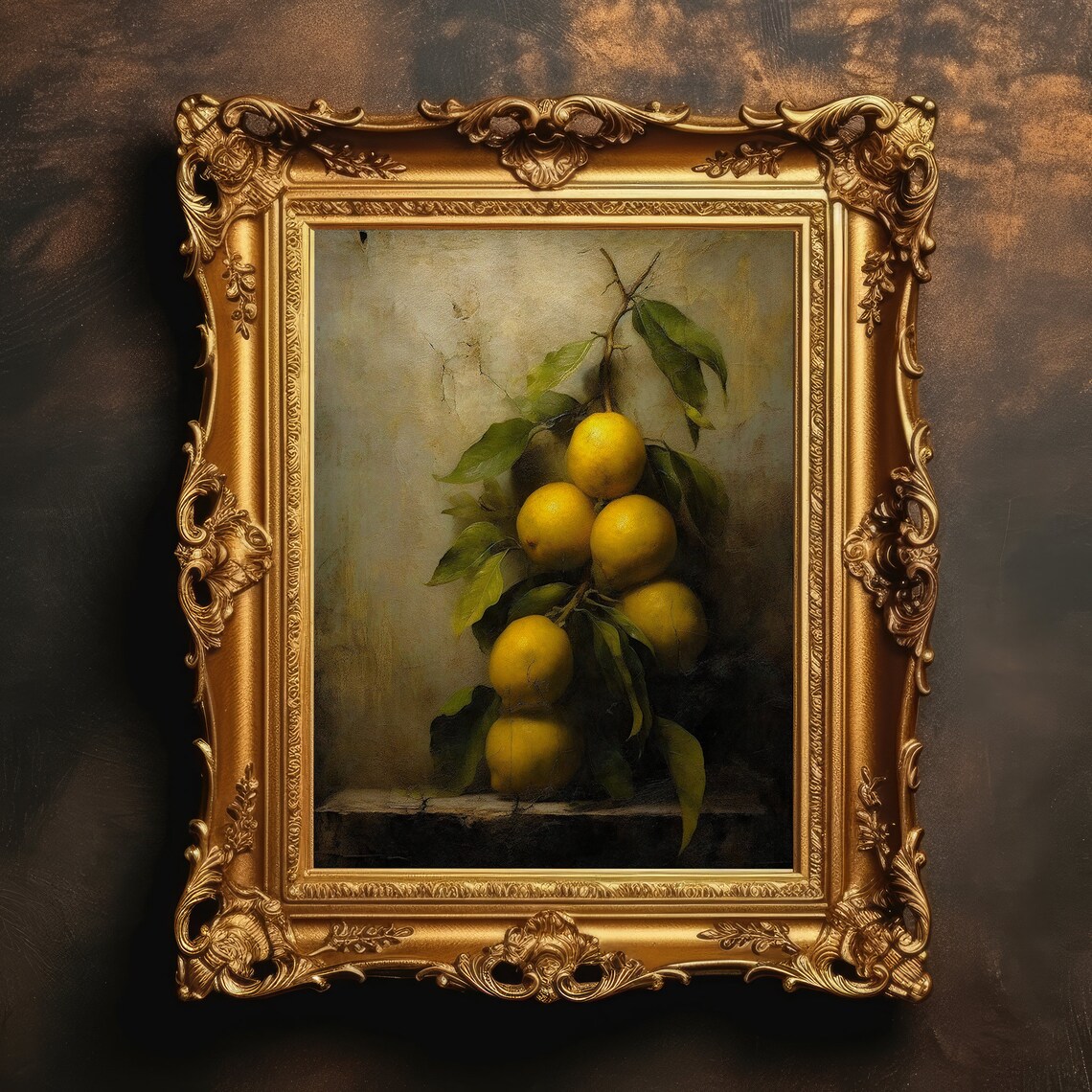 Lemon Still Life Dark Academia Art Print