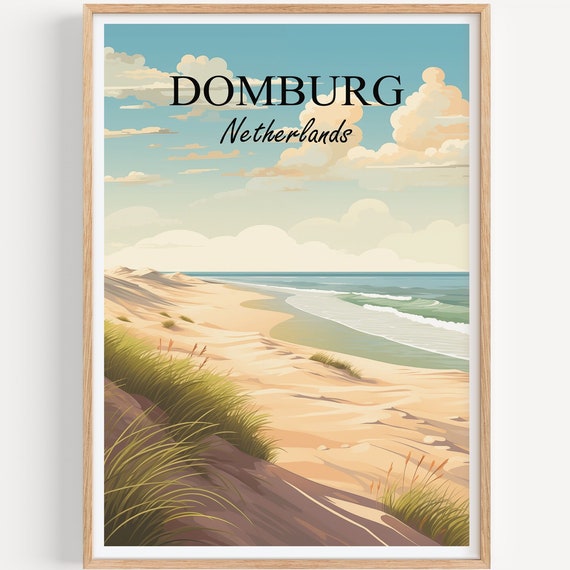 Domburg Poster Wall Art Travel Illustration Netherlands Vintage Gift Print