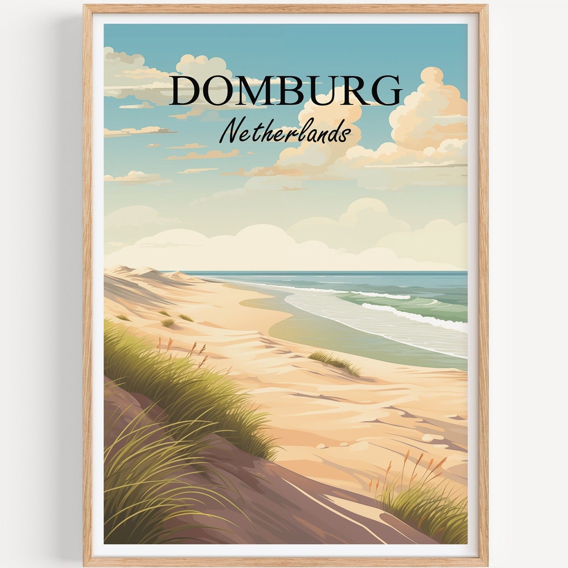 Domburg Poster Wall Art Travel Illustration Netherlands Vintage Gift Print