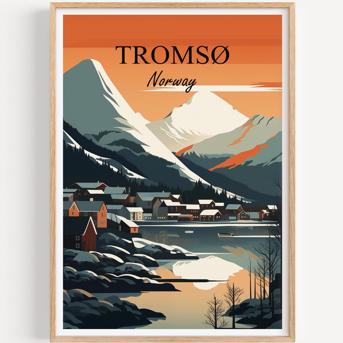 Tromso Poster Wall Art Decoration Travel Illustration Norway Vintage Gift Print