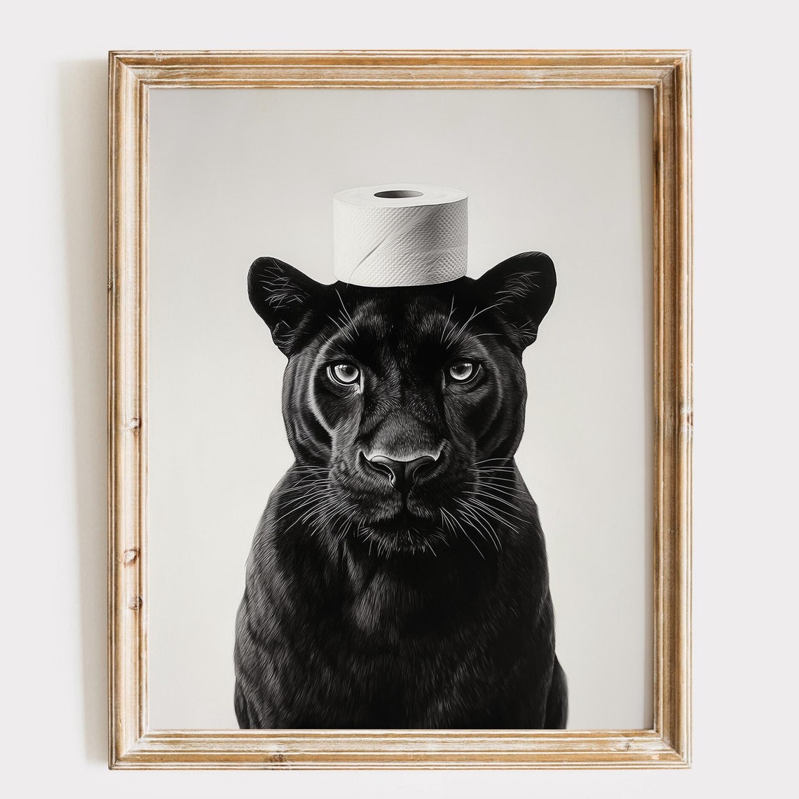 Black Panther Toilet Paper Roll Hat Cute Black White Wild Funny Poster