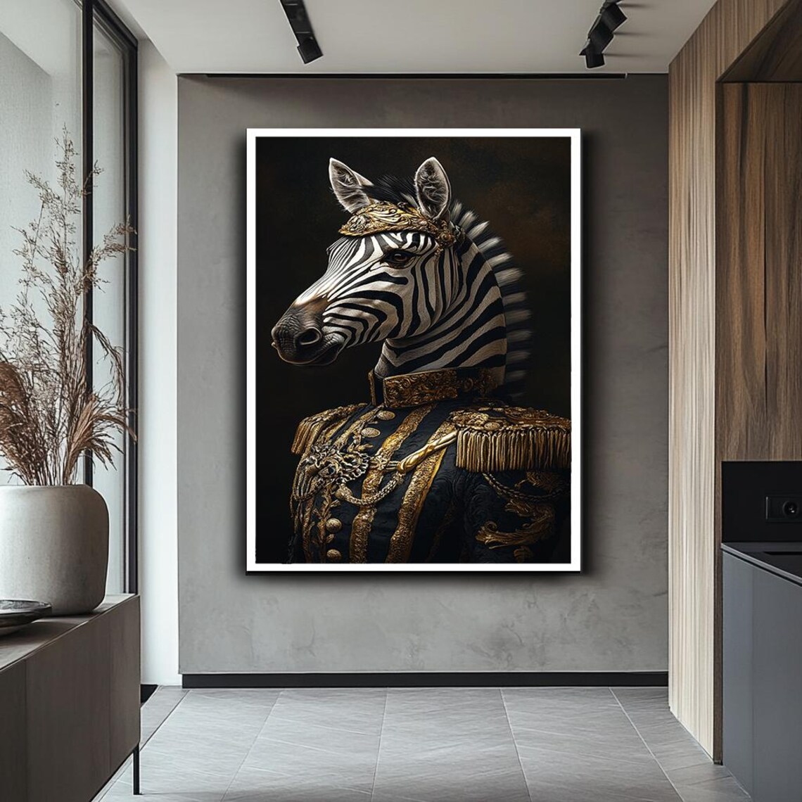 Royal Zebra Regal Military Attire Noble Animal Portrait Whimsical Print - Image 2