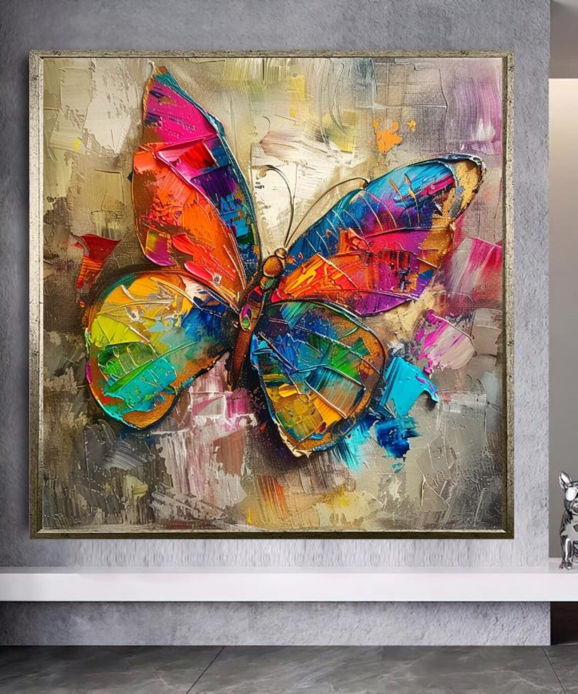 Colorful Abstract Butterfly Impasto Painting Vibrant Nature Art Poster - Image 4