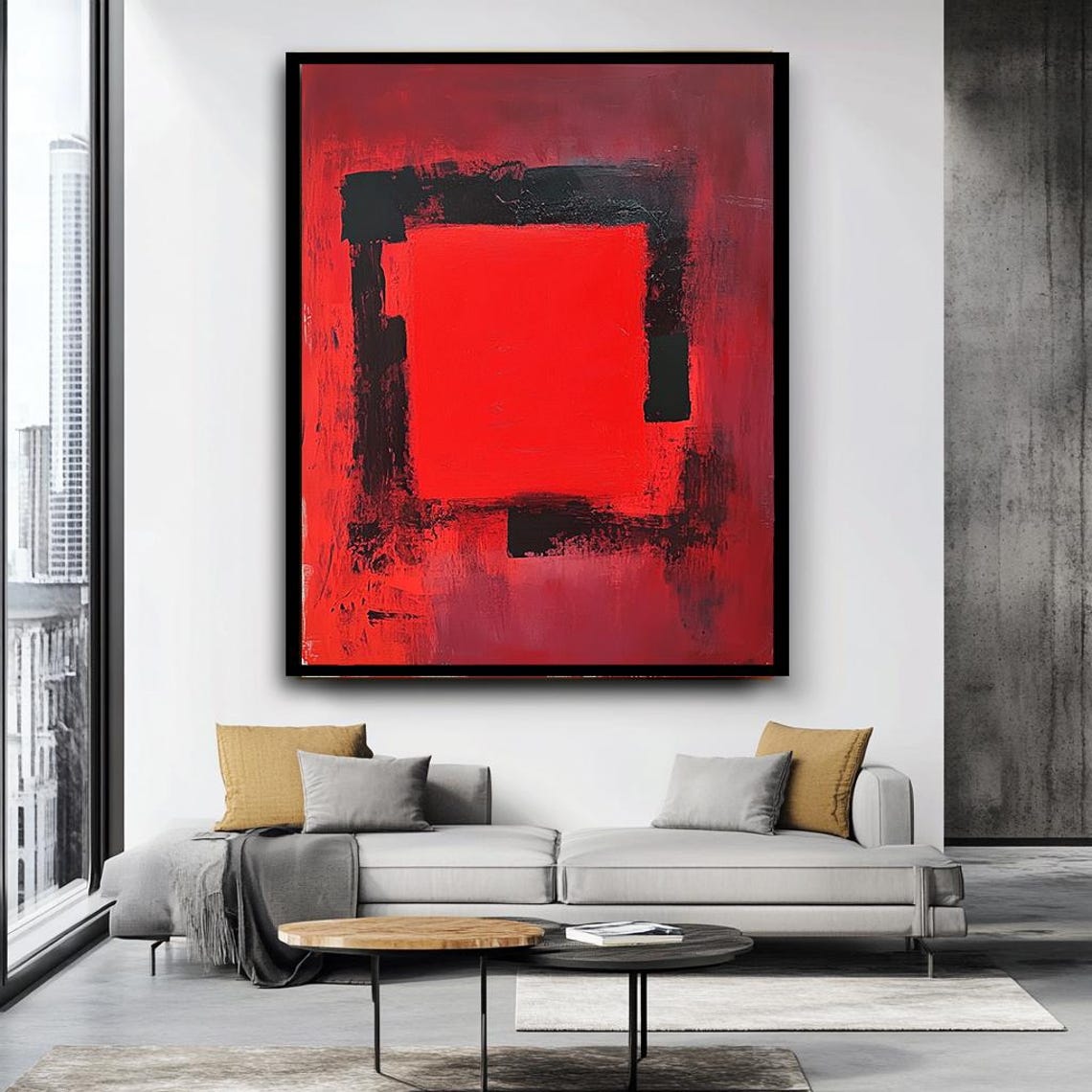 Mark Rothko Style Bold Red Black Geometric Abstract Minimalist Poster - Image 4