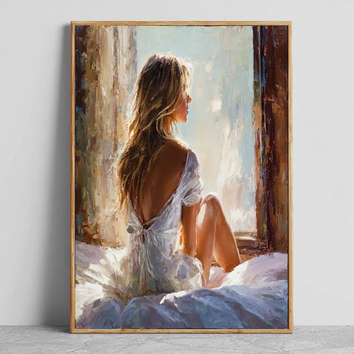 Sunlit Woman In Soft Morning Light By A Window Impressionist Print