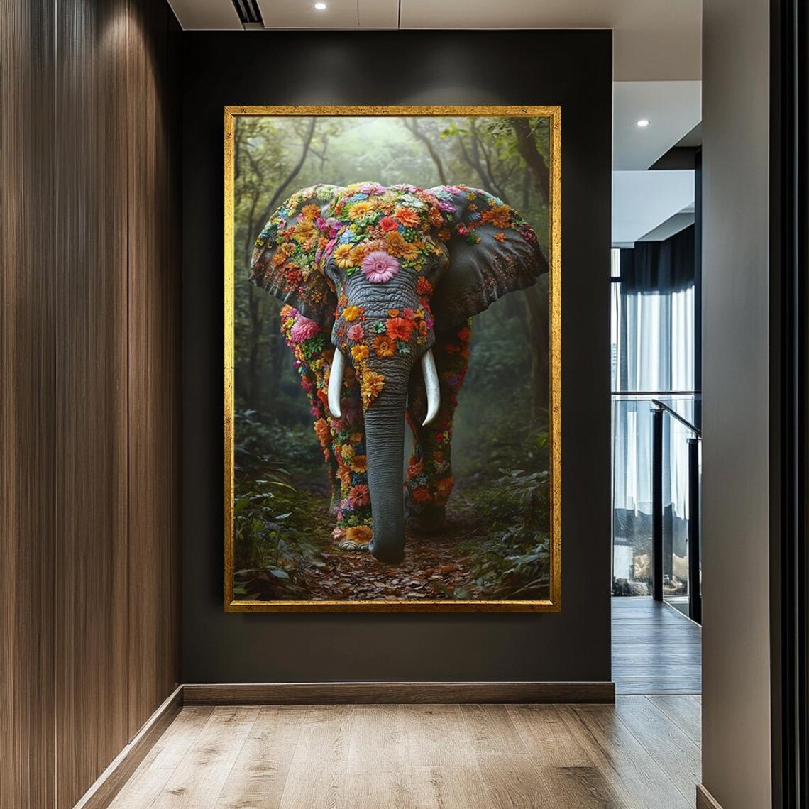 Majestic Elephant Covered In Colorful Flowers Jungle Fantasy Poster - Image 5