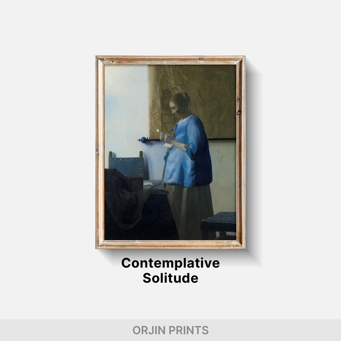 Woman In Blue Reading Letter Johannes Vermeer Classic Dutch Art Poster - Image 2