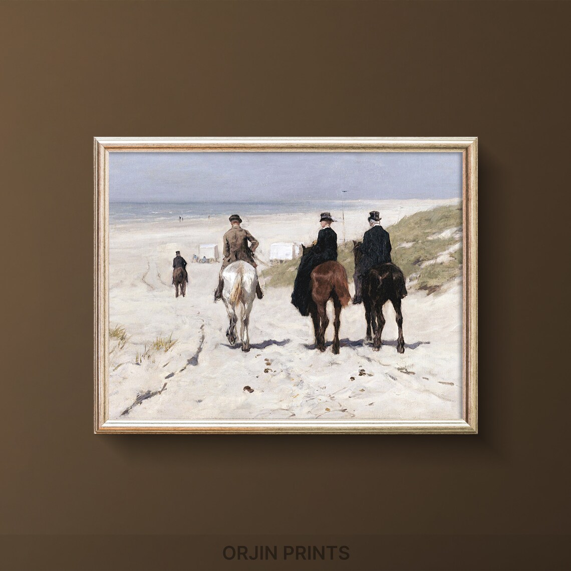 Victorian Horse Riders on Beach Vintage Equestrian Art Poster