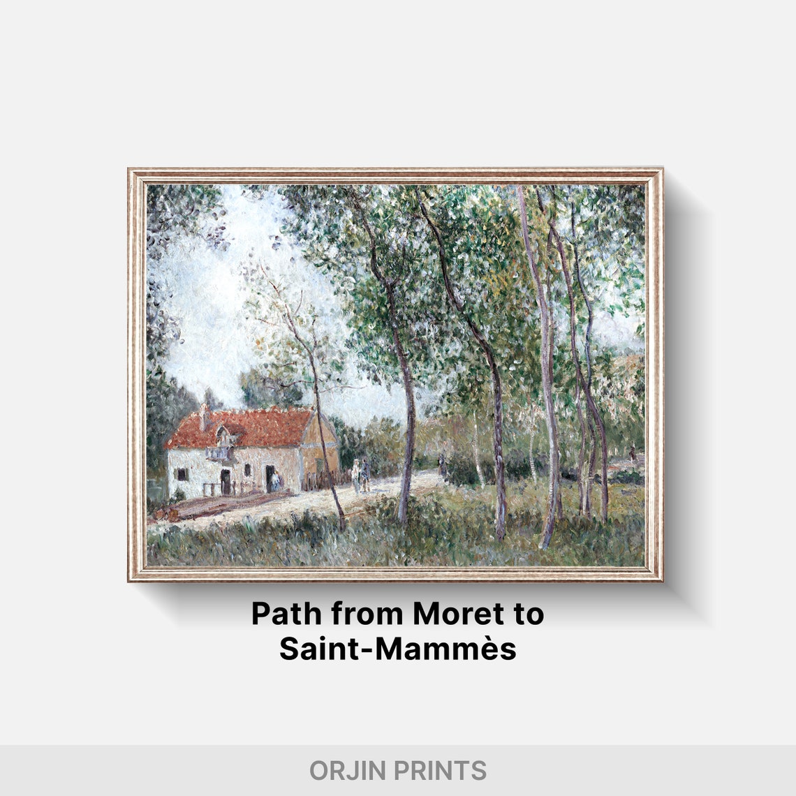 Impressionist Farmhouse Red Tile Roof Poplar Trees Art Poster - Image 2
