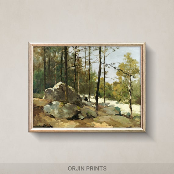 Vintage Forest Painting Barbizon Inspired Wall Art Orjin Prints 2453