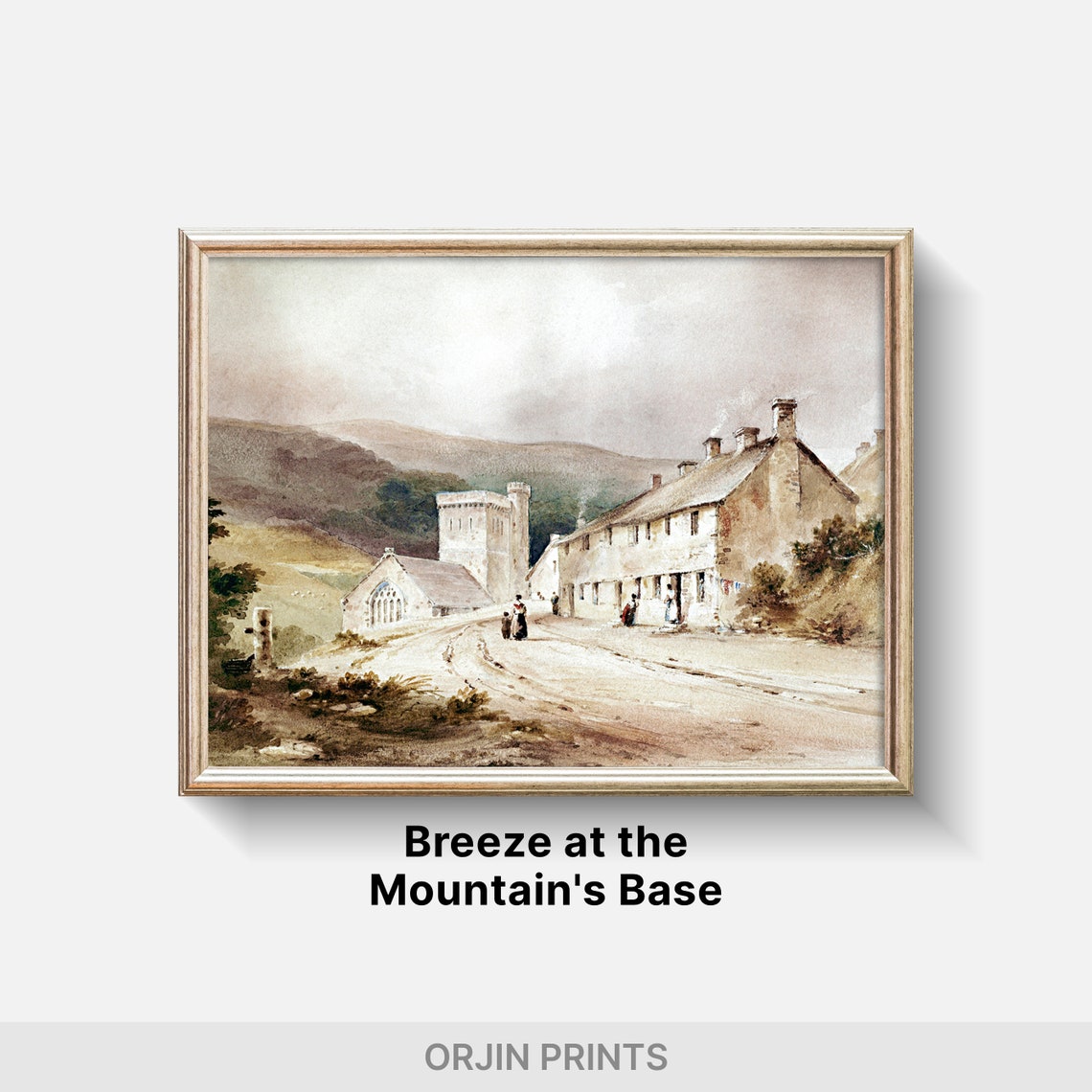 Misty Mountain Serenity Stone Built Church Art Print Instant Orjin Prints 85 - Image 2