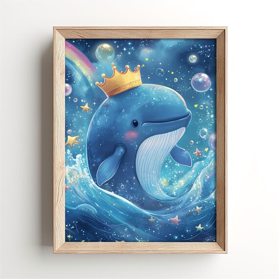 Cute Whale Nursery Wall Art Whale Baby Shower Gift Colorful Magical Kids Decoration Ocean Theme Nursery Print