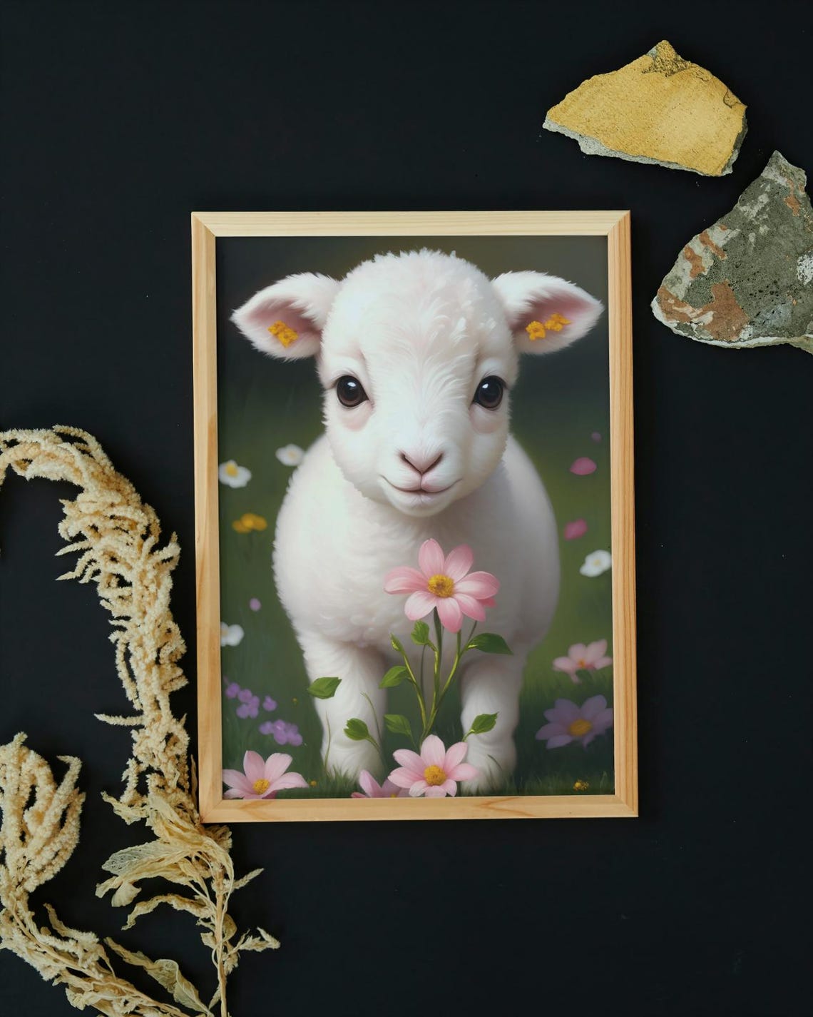 Baby Lamb Wall Art Home Decor Cute Animal Painting Living Room Art