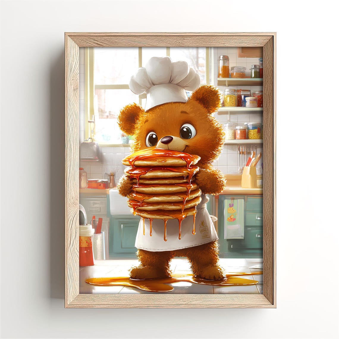 Funny Bear Chef Nursery Wall Art Bear Baby Shower Gift Cute Bear Kids Room Art Kitchen Theme Nursery Print