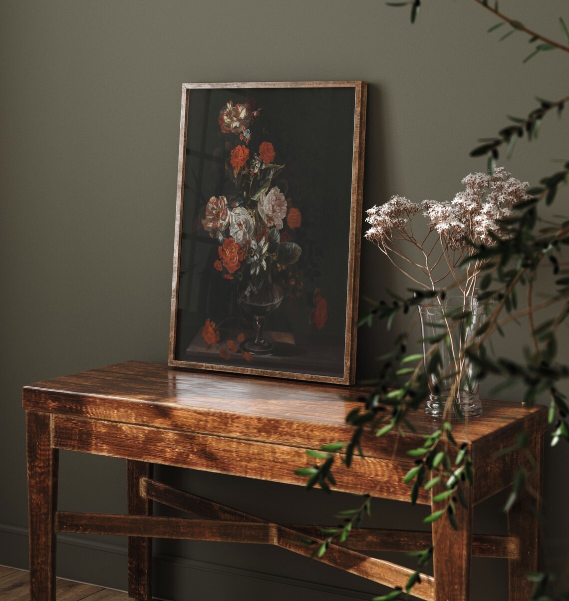 Vintage Moody Dark Flower Print, Botanical Still Life - Image 3