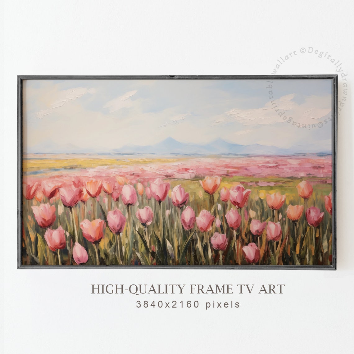 Frame Tv Art Spring Tulips Oil Painting For Tv Country Wildflowers Field Painting Farmhouse Decor Instant Frame Tv - Image 5