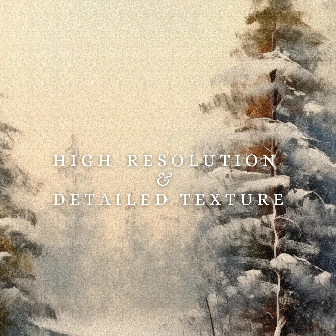 Snow Covered Pine Trees Neutral Winter Landscape Scene Art Poster - Image 2