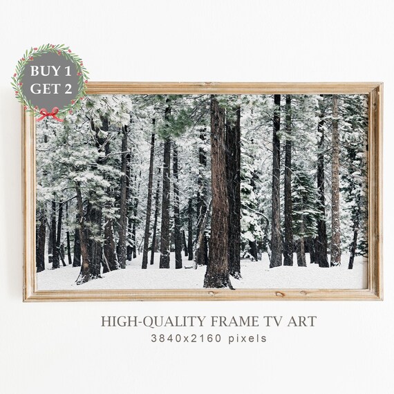 Winter Forest Painting, Vintage Christmas Landscape