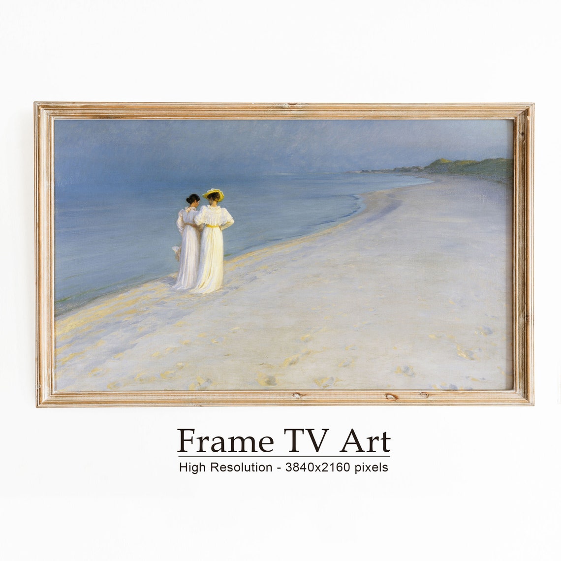 Skagen Denmark Beach Two Women Sunset Dunes Vintage Art Poster