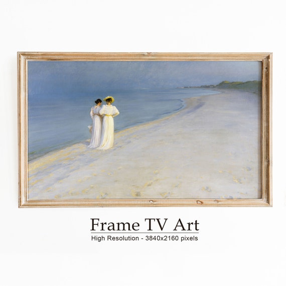 Summer Frame Tv Art Monets Coastal Landscape Vintage Cottage Wall Decor Country Seaside Painting