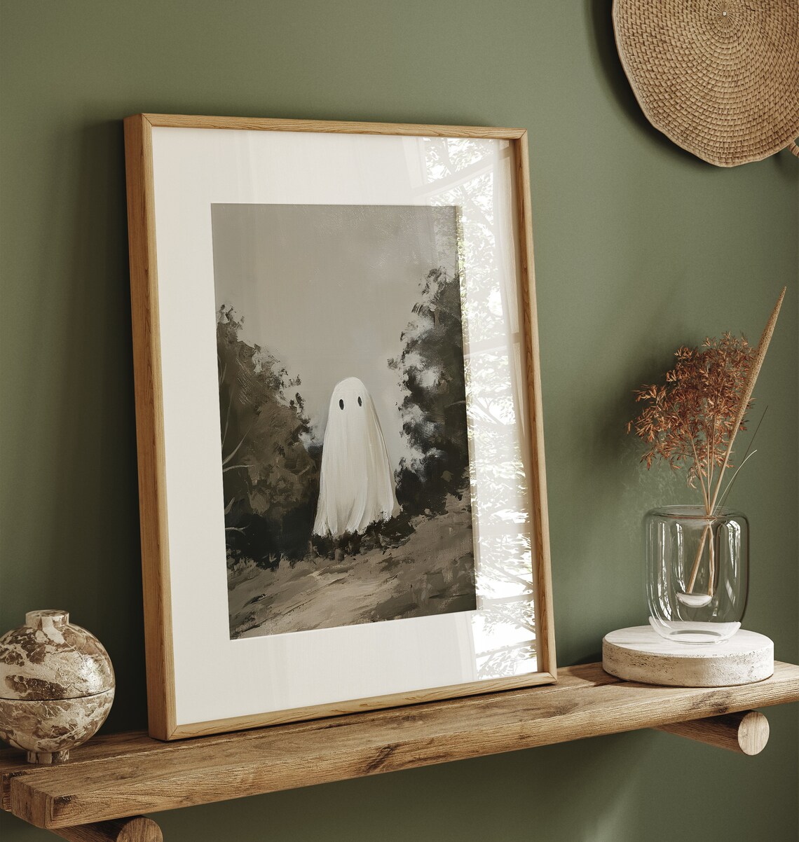 Cute Ghost Vintage Oil Painting Landscape Art Print - Image 3
