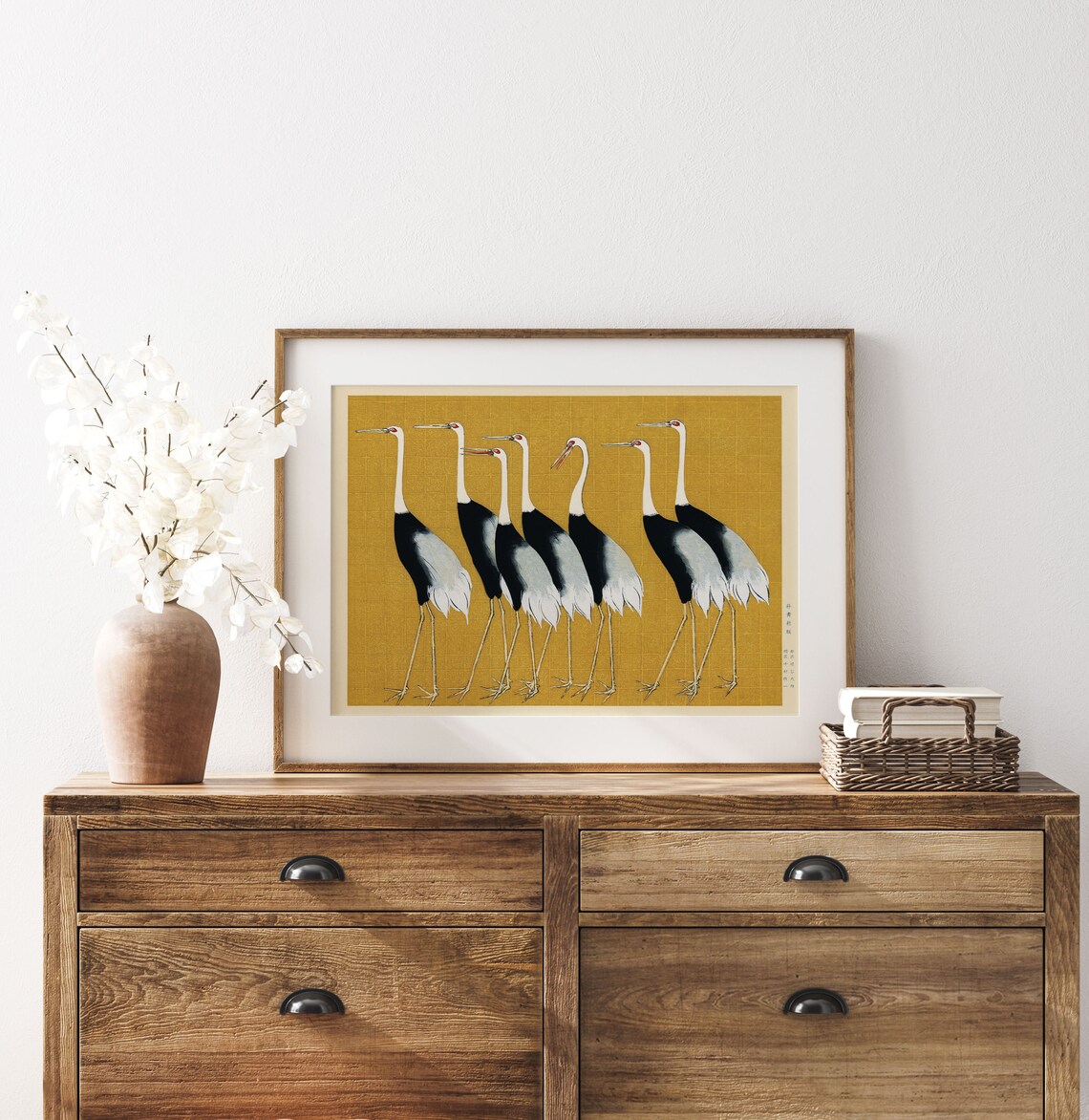 Japanese Cranes Modern Wall Art, Asian Birds Print - Image 2