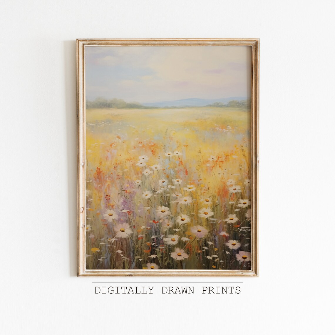 Golden Yellow Wildflower Meadow Daisies Sunny Vintage Oil Painting Poster