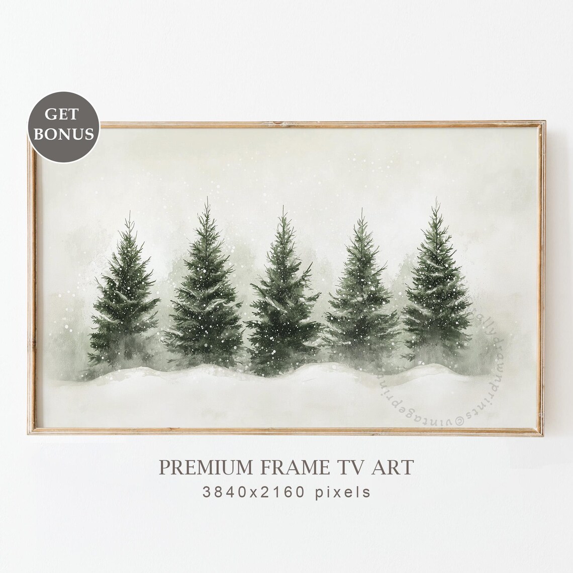 Snowy Evergreen Forest Winter Landscape Christmas Farmhouse Poster