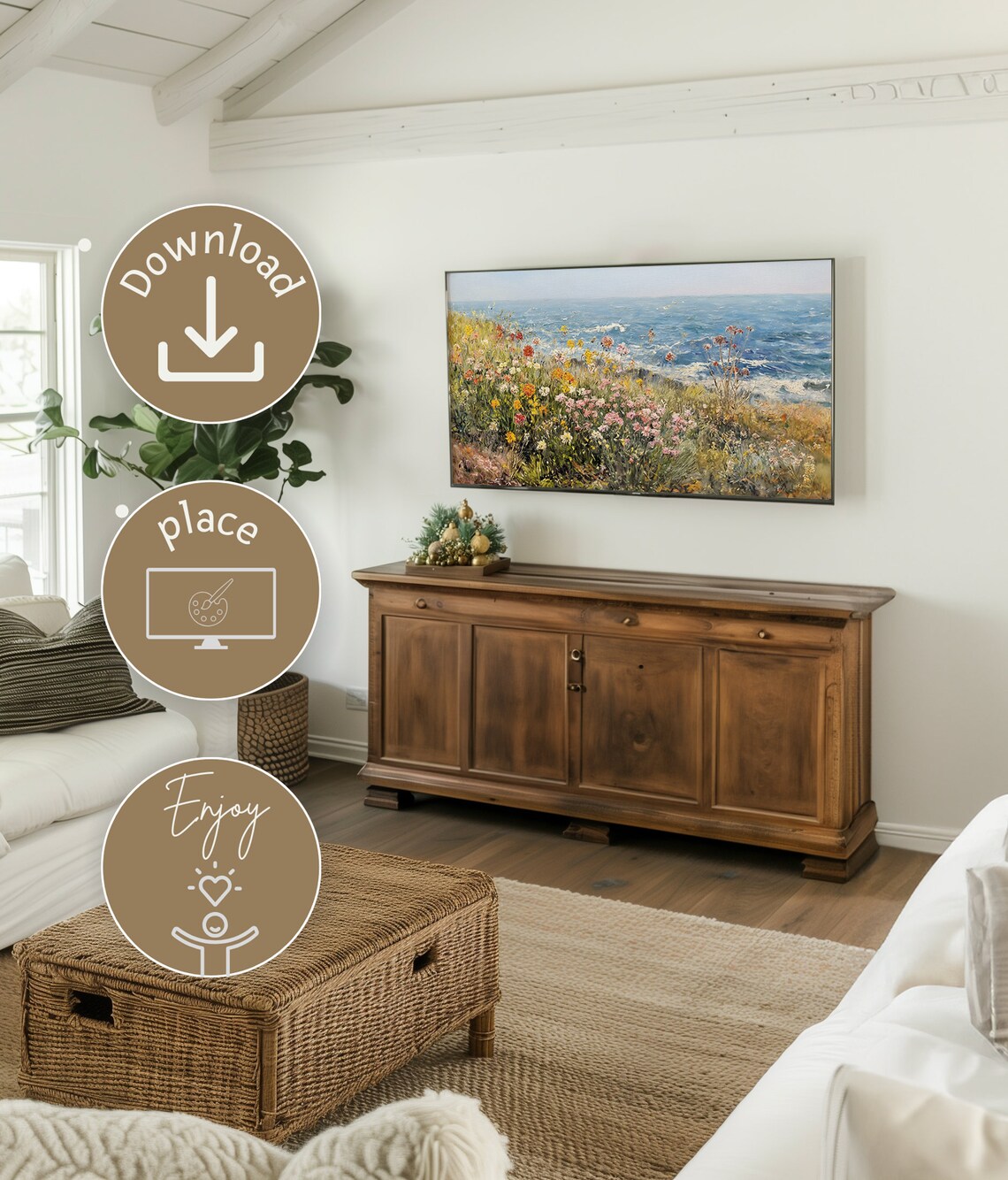 Coastal Wildflowers Art Print, Summer Beach Florals - Image 3