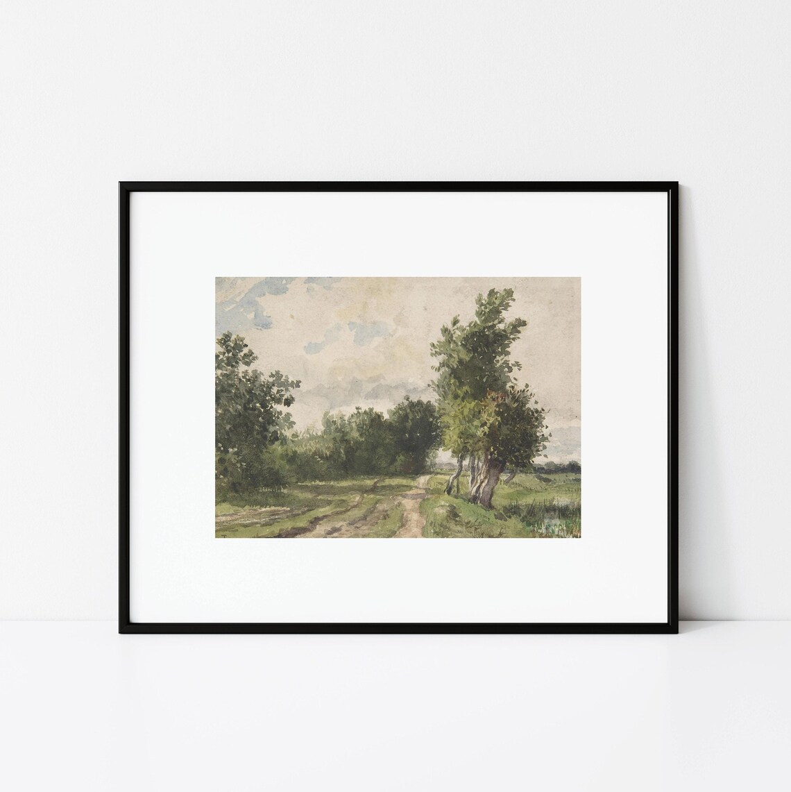 English Countryside Painting Rustic Meadow Trees Poster - Image 3