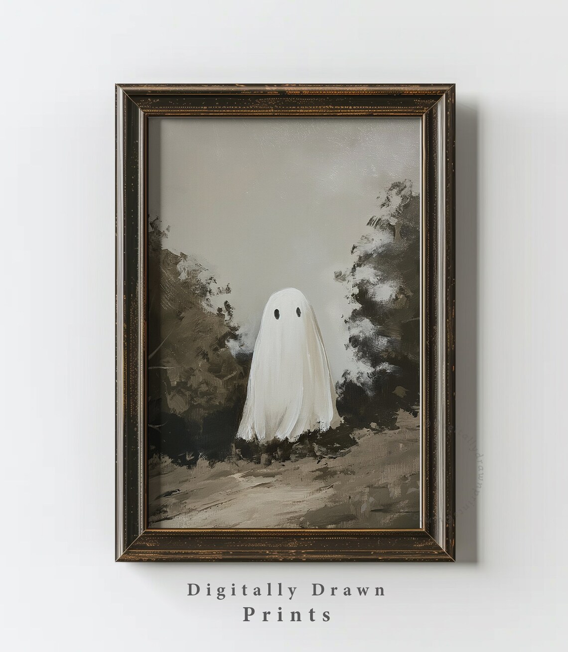 Cute Ghost Vintage Oil Painting Landscape Art Print - Image 4