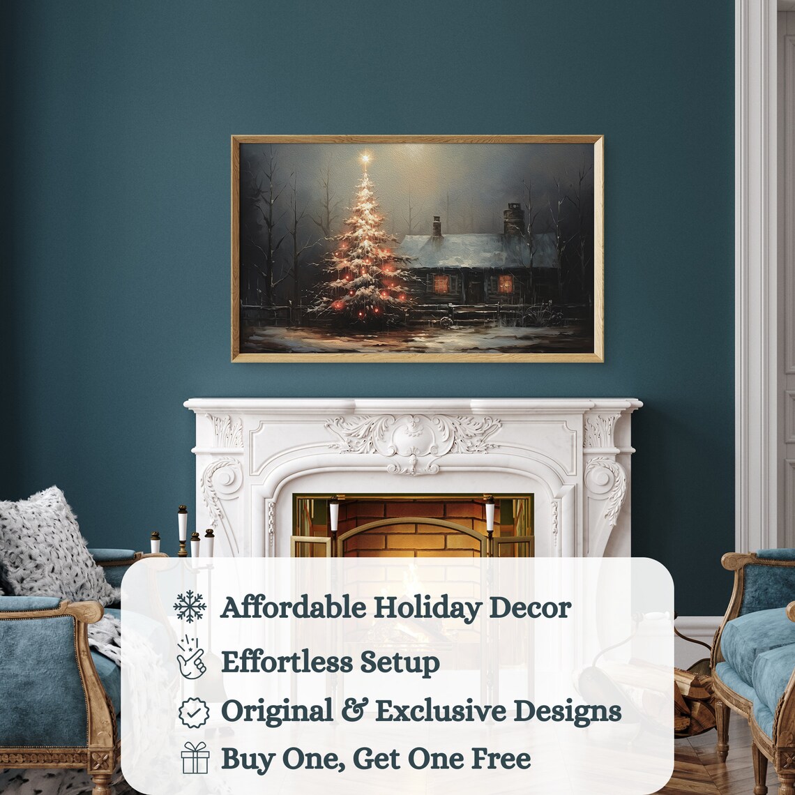 Moody Christmas Landscape Vintage Winter Poster - Image 3