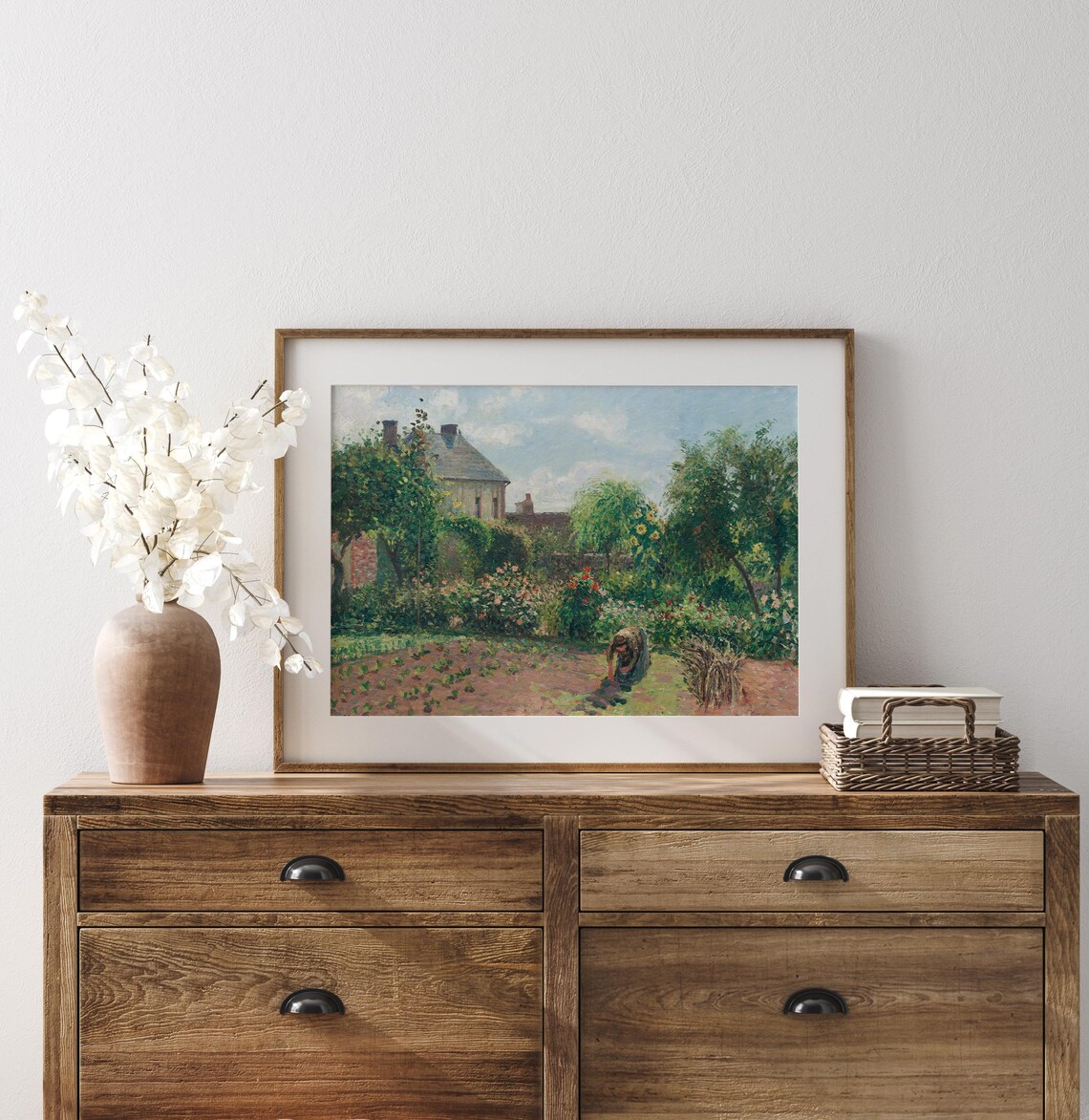 Cottage Rose Garden Oil Painting Vintage Art Print - Image 3