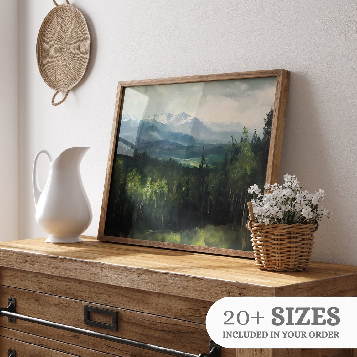 Moody Country Landscape Painting Vintage Art Print Mountains Oil Painting Farmhouse Print Cottagecore Decor - Image 3