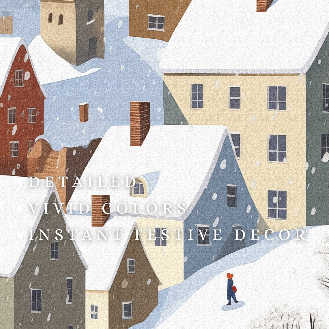 Christmas Snowy Village Winter Holiday Art Print - Image 2