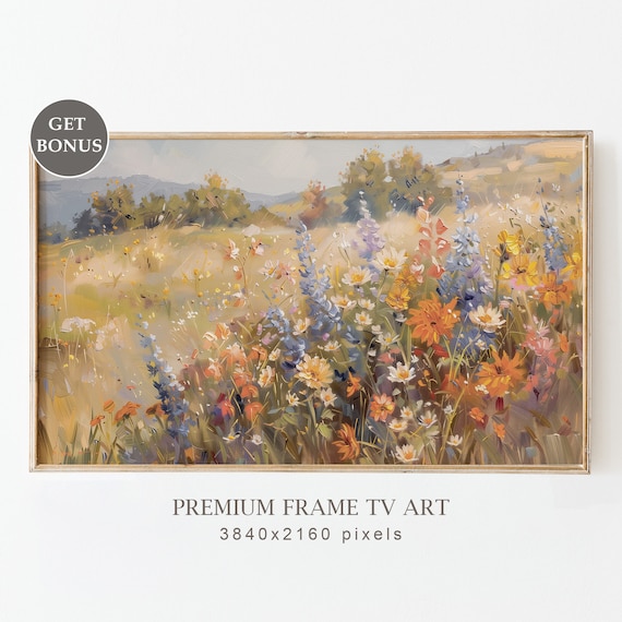Autumn Meadow Wildflowers Orange Blue Blooms Field Landscape Poster