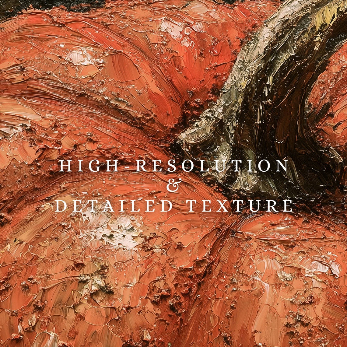 Textured Orange Pumpkin Rustic Harvest Fall Still Life Oil Poster - Image 2