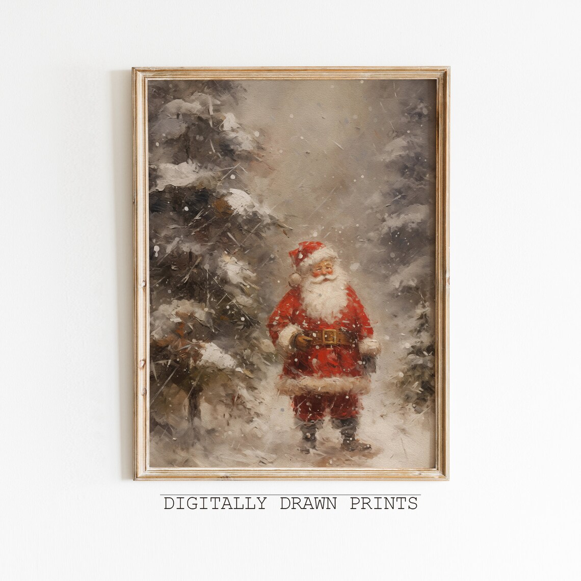 Vintage Santa Christmas Art Print, Seasonal Decor